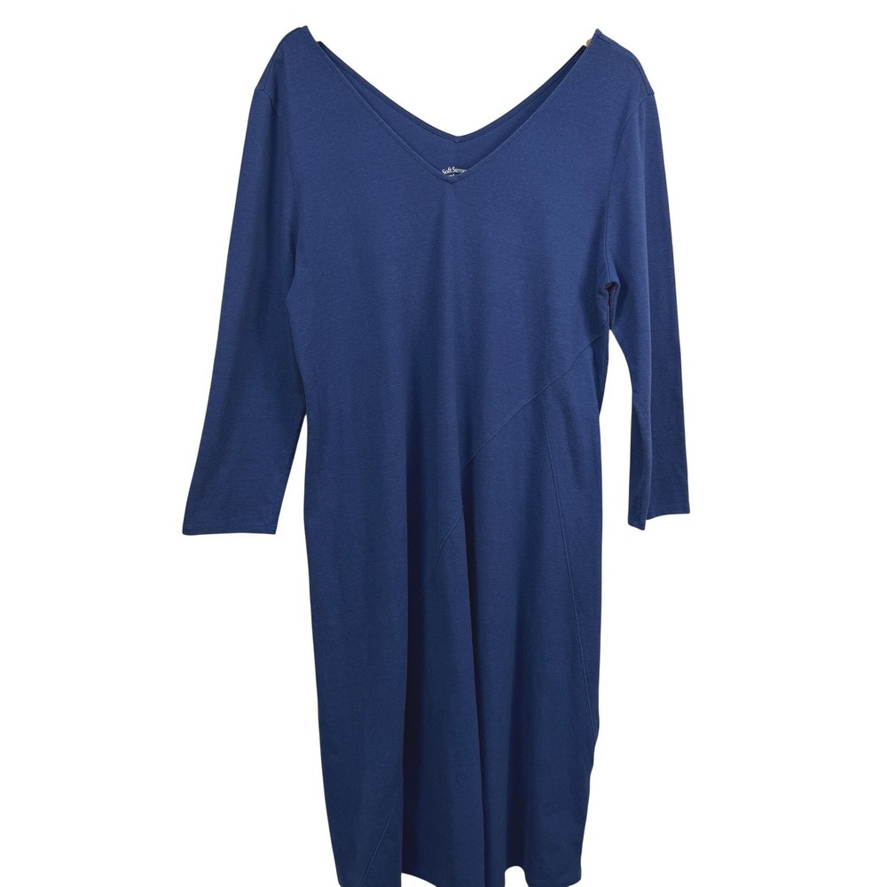 Soft Surroundings Navy V-neck Dress Flowy Size‎ Tall Large Comfort Travel